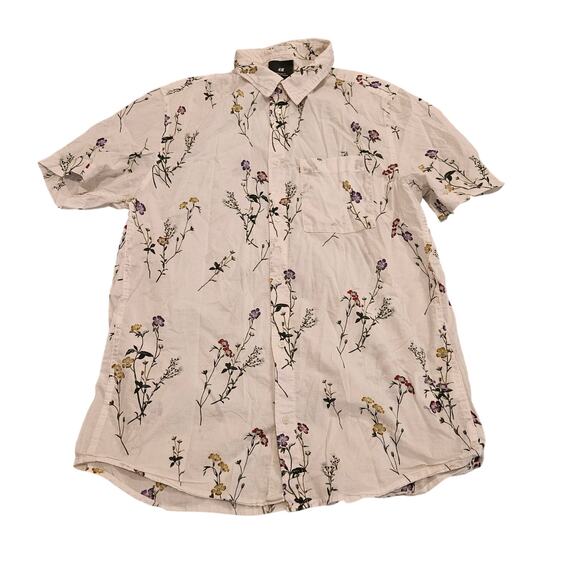 H&M Other - H&M Floral Button Up Shirt Men’s Medium White Short Sleeve Regular Fit *flaw*